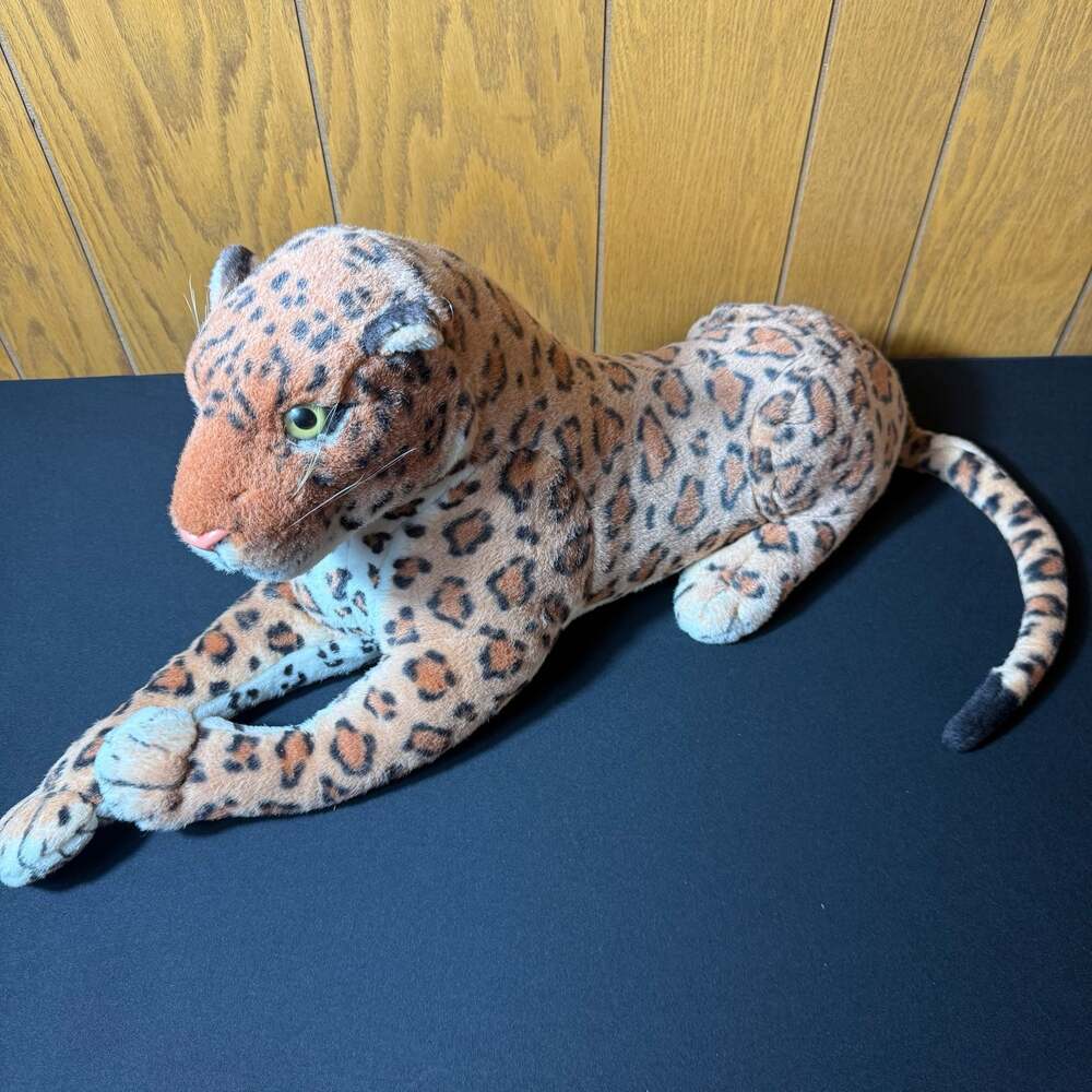 Kellytoy Realistic Lying Leopard Jaguar Spotted Plush Stuffed Animal